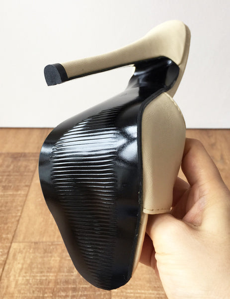 18MULE 18cm Hi Heel Stiletto Fetish Slipper Slides Cream Sexy Mistress