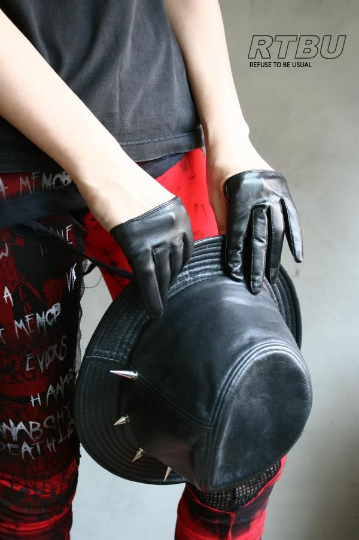 Genuine Leather Fashion Runway Party Club Four 4 Finger Glove Half Lambskin Punk
