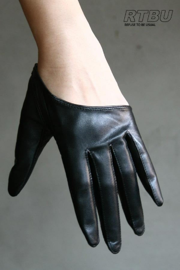 Punk Genuine Leather Lambskin Sheepskin Biker Dancer Fingerless Zip Glove