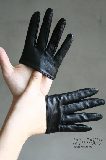 Genuine Leather Fashion Runway Party Club Four 4 Finger Glove Half Lambskin Punk