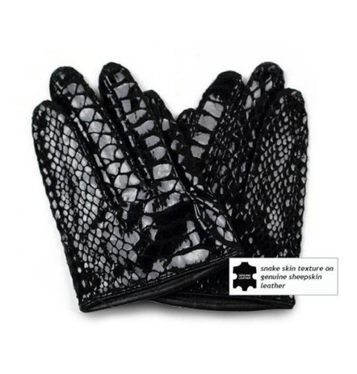 Genuine Leather Fashion Runway Party Club Four 4 Finger Glove Half Lambskin Punk