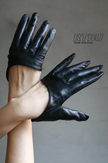 Genuine Lambskin Leather Fashion Runway Model Cut Away Punk Rocker Biker Gloves