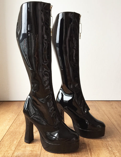 RTBU ADNAN Secret Locking Zip 12cm Spool Hidden Shoe Lace Knee Boots BDSM Fetish