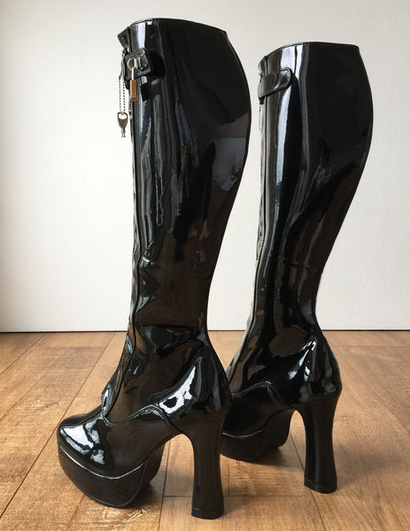 RTBU ADNAN II Secret Locking Zip Padlock Strap Knee 12cm Spool Boot Fetish BDSM