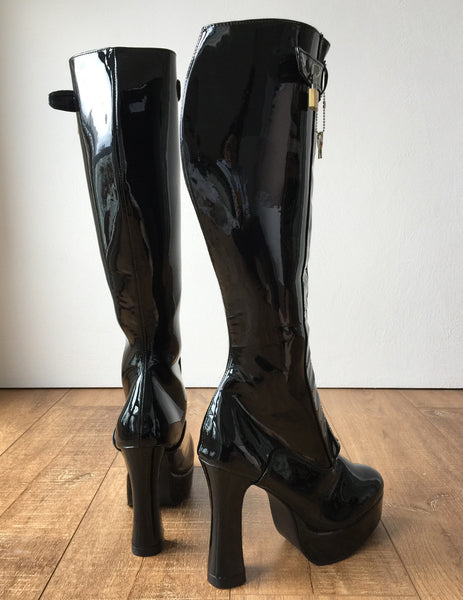 RTBU ADNAN II Secret Locking Zip Padlock Strap Knee 12cm Spool Boot Fetish BDSM