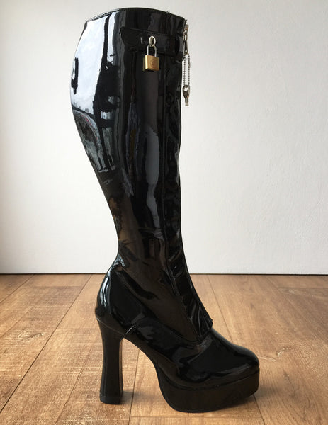 RTBU ADNAN II Secret Locking Zip Padlock Strap Knee 12cm Spool Boot Fetish BDSM