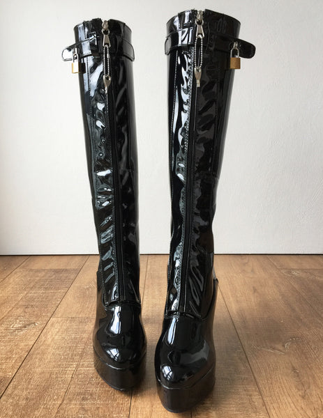 RTBU ADNAN II Secret Locking Zip Padlock Strap Knee 12cm Spool Boot Fetish BDSM