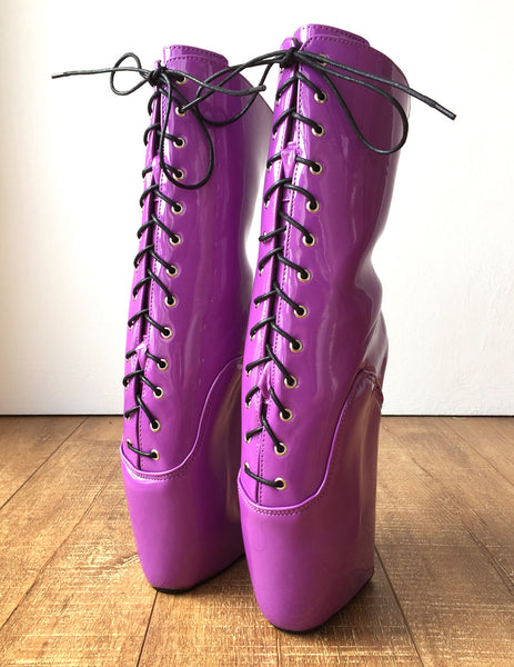 18cm BEGIN II Hoof Sole Heelless Fetish Ballet Wedge Pointe Training Boots