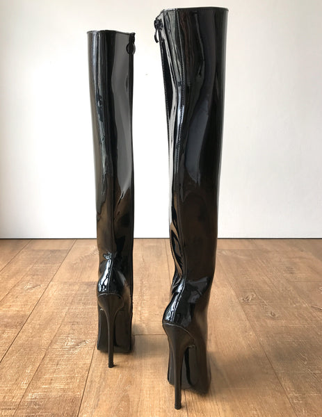 RTBU CHRIS 65cm Hard Shaft Customized Mid-Thigh 18cm Stiletto Boot Black Patent