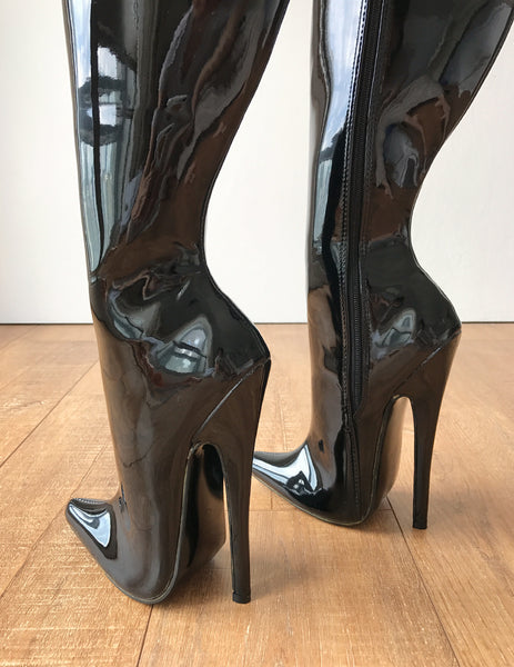 RTBU CHRIS 65cm Hard Shaft Customized Mid-Thigh 18cm Stiletto Boot Black Patent