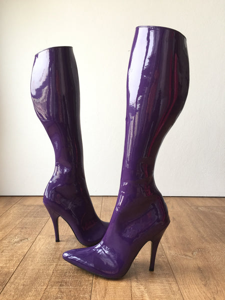 RTBU KIKA Hard Shaft Knee Boots 12cm Stiletto Vegan Personalized Shaft Purple