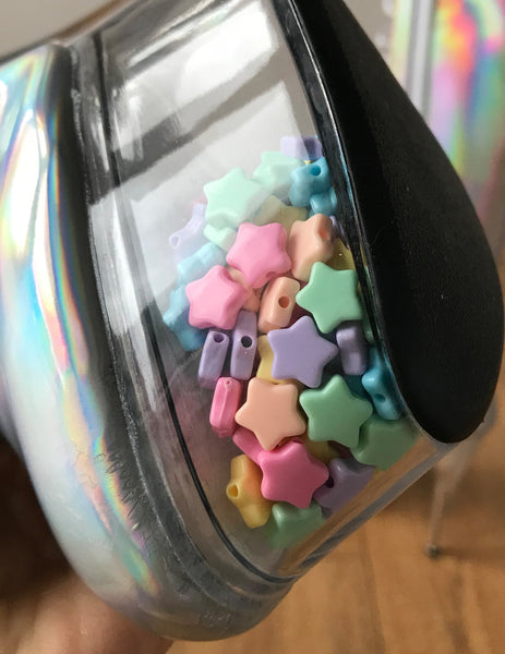 RTBU PEGASUS 15cm Platform Laceup Zip Runway Knee Hi Show Punk Larp Silver Hologram