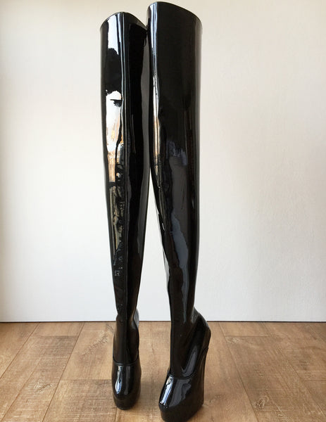 RTBU PHANTOM Hard Shaft Hoof Crotch High Wedge Platform Fetish Heelless Boots