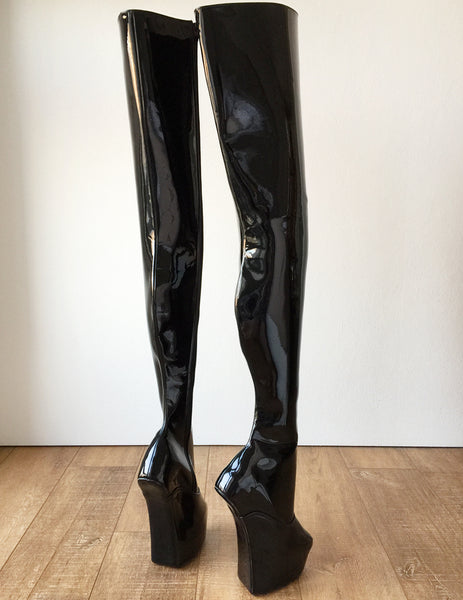 RTBU PHANTOM Hard Shaft Hoof Crotch High Wedge Platform Fetish Heelless Boots