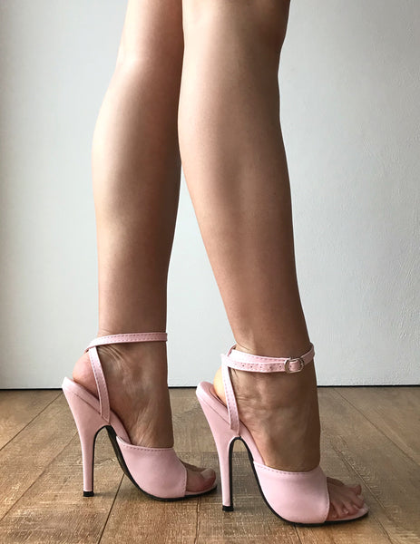 RTBU SALMA 12cm Stiletto Heel Wrap Strap Sandals Slipper Pale Pink Matte