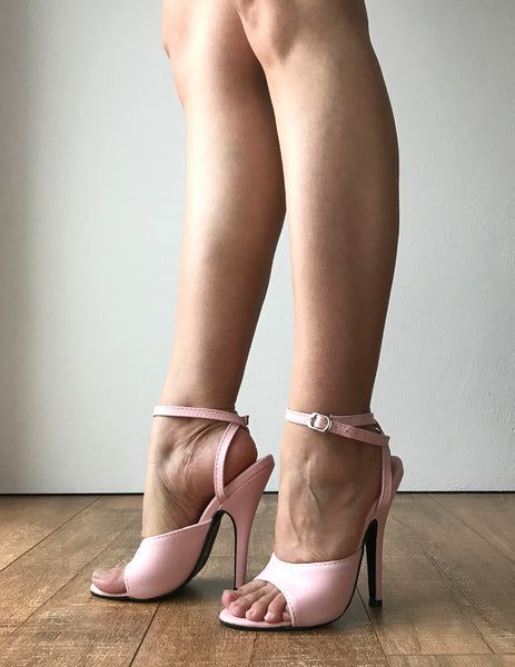 RTBU SALMA 12cm Stiletto Heel Wrap Strap Sandals Slipper Pale Pink Matte