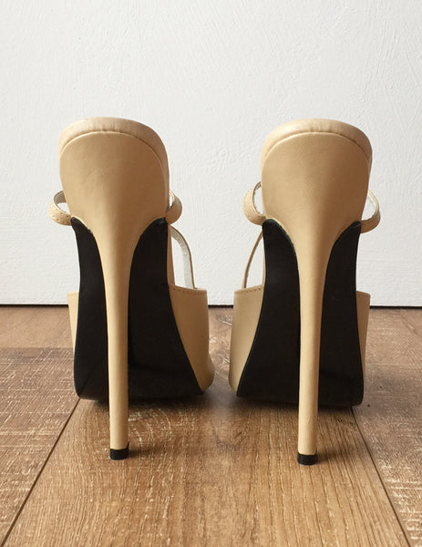 RTBU SALMA 12cm Stiletto Heel Wrap Strap Sandals Slipper Beige Matte