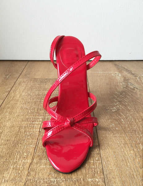 SERINA 12cm Stiletto Fetish Sandal Sexy Mistress Tie Strap Red Patent
