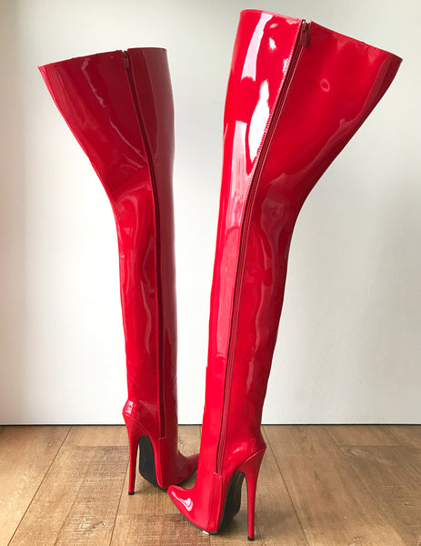 RTBU STIGMA Hard Shaft Customized Crotch Hi 18cm Stiletto Boot Red Patent