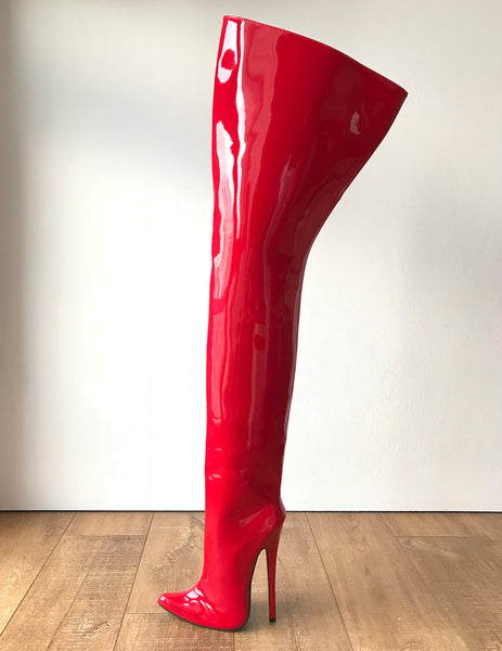 RTBU STIGMA Hard Shaft Customized Crotch Hi 18cm Stiletto Boot Red Patent