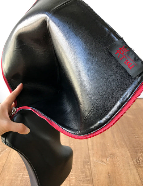 ALPHA Lockable Red Back Open Zip Heavy Hoof Sole Heelless Locking Knee Hi Fetish