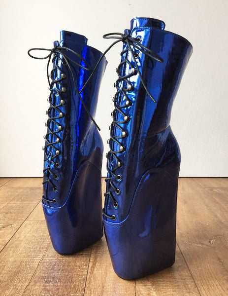 BEGINNER Training Ballet Wedge Hoof Sole Heelless Fetish Pointe Blue Metallic