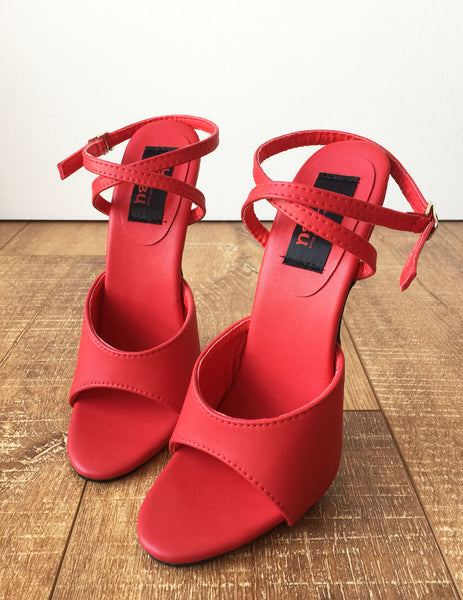 RTBU SALMA Wrap Strap Sandals Mistress Stiletto Heel Fetish Slipper Red Matte