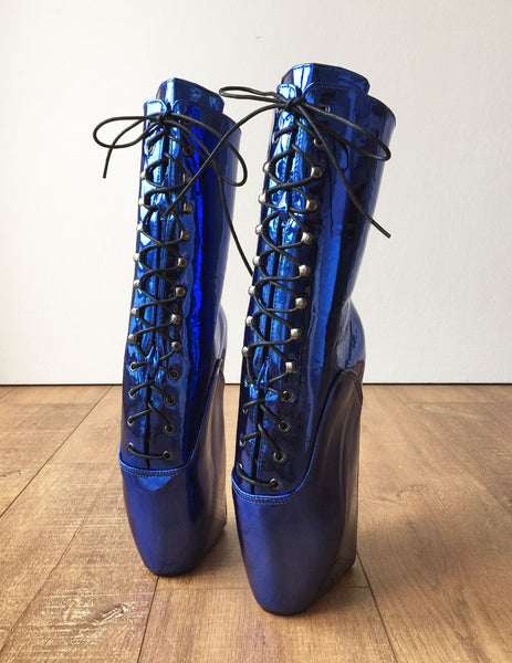 BEGINNER Training Ballet Wedge Hoof Sole Heelless Fetish Pointe Blue Metallic