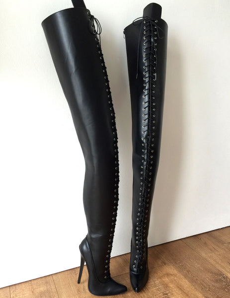 RTBU 95CM Hard Shaft Crotch Hi Laceup 18cm Stiletto Boots Personalized Shaft
