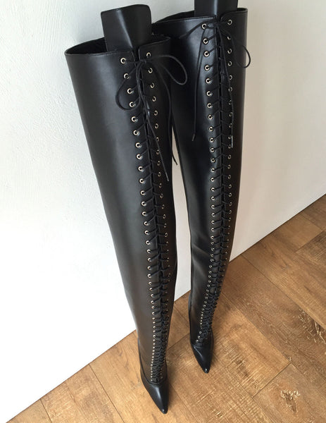 RTBU 95CM Hard Shaft Crotch Hi Laceup 18cm Stiletto Boots Personalized Shaft