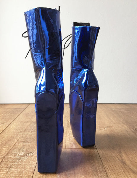 BEGINNER Training Ballet Wedge Hoof Sole Heelless Fetish Pointe Blue Metallic