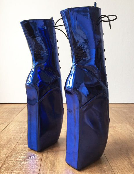 BEGINNER Training Ballet Wedge Hoof Sole Heelless Fetish Pointe Blue Metallic