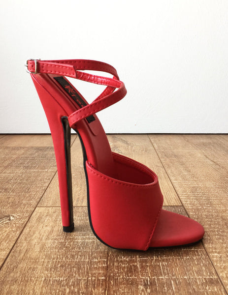 RTBU SALMA Wrap Strap Sandals Mistress Stiletto Heel Fetish Slipper Red Matte