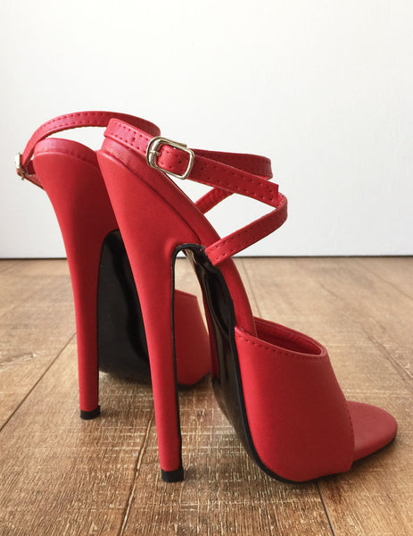 RTBU SALMA Wrap Strap Sandals Mistress Stiletto Heel Fetish Slipper Red Matte