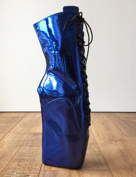 BEGINNER Training Ballet Wedge Hoof Sole Heelless Fetish Pointe Blue Metallic