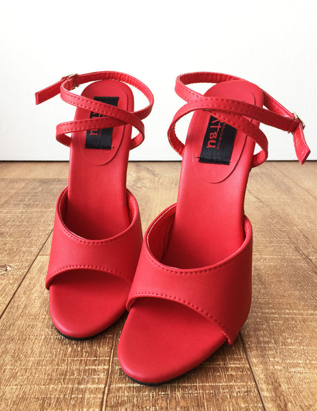 RTBU SALMA Wrap Strap Sandals Mistress Stiletto Heel Fetish Slipper Red Matte