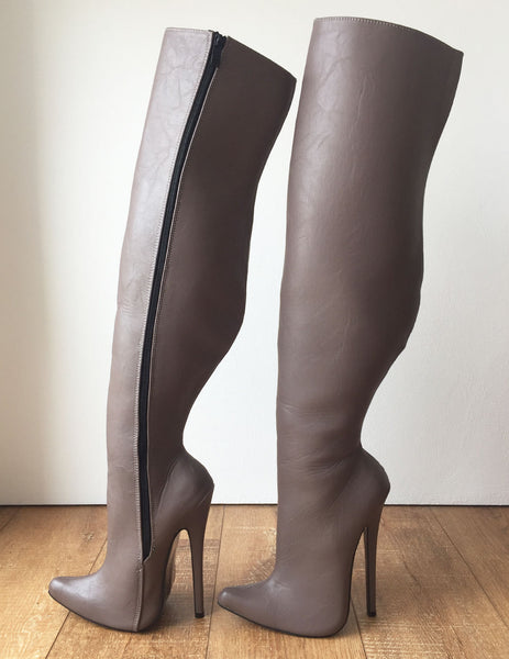 RTBU CHRIS 60cm Hard Shaft Contoured Custom Shaft Mid-Thigh 18cm Stiletto Boots