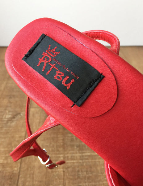 RTBU SALMA Wrap Strap Sandals Mistress Stiletto Heel Fetish Slipper Red Matte