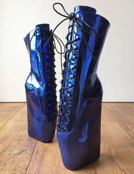 BEGINNER Training Ballet Wedge Hoof Sole Heelless Fetish Pointe Blue Metallic