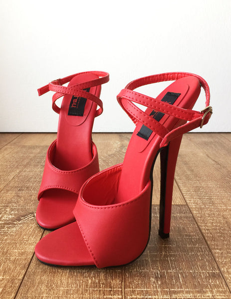 RTBU SALMA Wrap Strap Sandals Mistress Stiletto Heel Fetish Slipper Red Matte