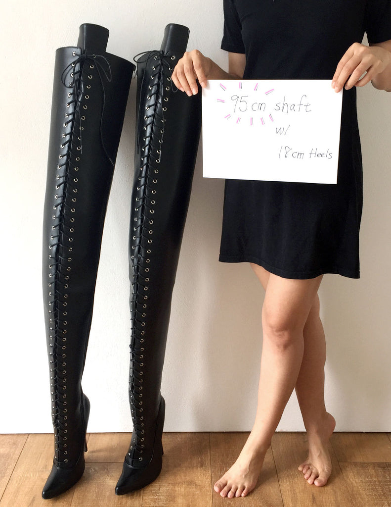 RTBU 95CM Hard Shaft Crotch Hi Laceup 18cm Stiletto Boots Personalized Shaft