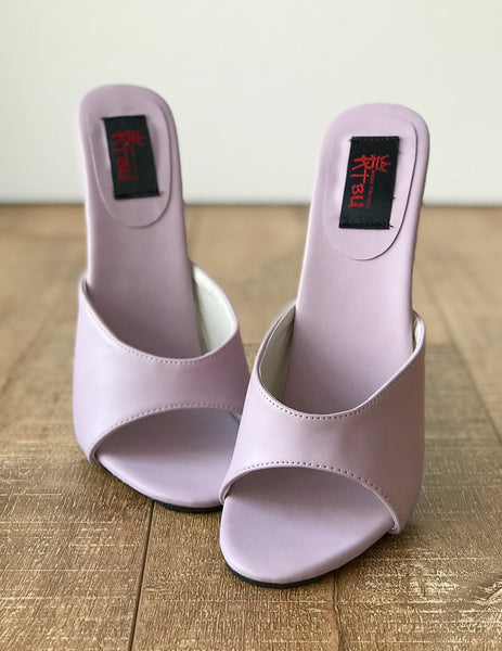 18MULE Lavender Purple Sexy Hi Heel Stiletto Slipper Slides Mule