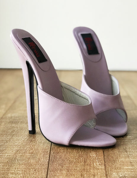 18MULE Lavender Purple Sexy Hi Heel Stiletto Slipper Slides Mule