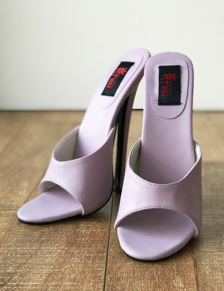 18MULE Lavender Purple Sexy Hi Heel Stiletto Slipper Slides Mule