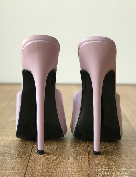 18MULE Lavender Purple Sexy Hi Heel Stiletto Slipper Slides Mule