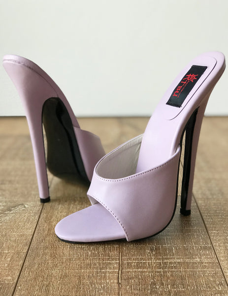 18MULE Lavender Purple Sexy Hi Heel Stiletto Slipper Slides Mule