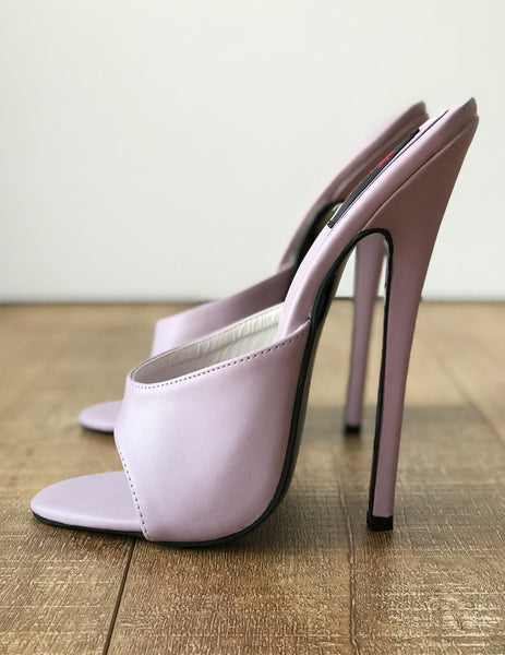 18MULE Lavender Purple Sexy Hi Heel Stiletto Slipper Slides Mule