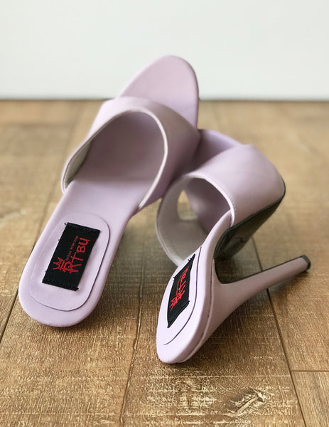 18MULE Lavender Purple Sexy Hi Heel Stiletto Slipper Slides Mule