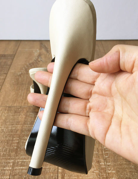 18MULE 18cm Hi Heel Stiletto Fetish Slipper Slides Cream Sexy Mistress
