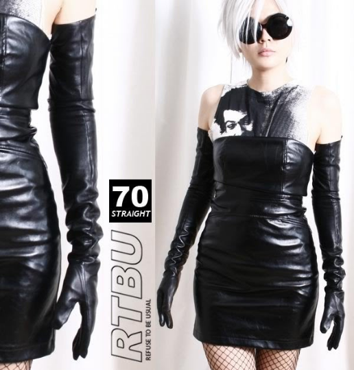 70cm Over Shoulder Genuine Leather Runway Accessory Fetish Pinup Slouchy LARP Long Glove